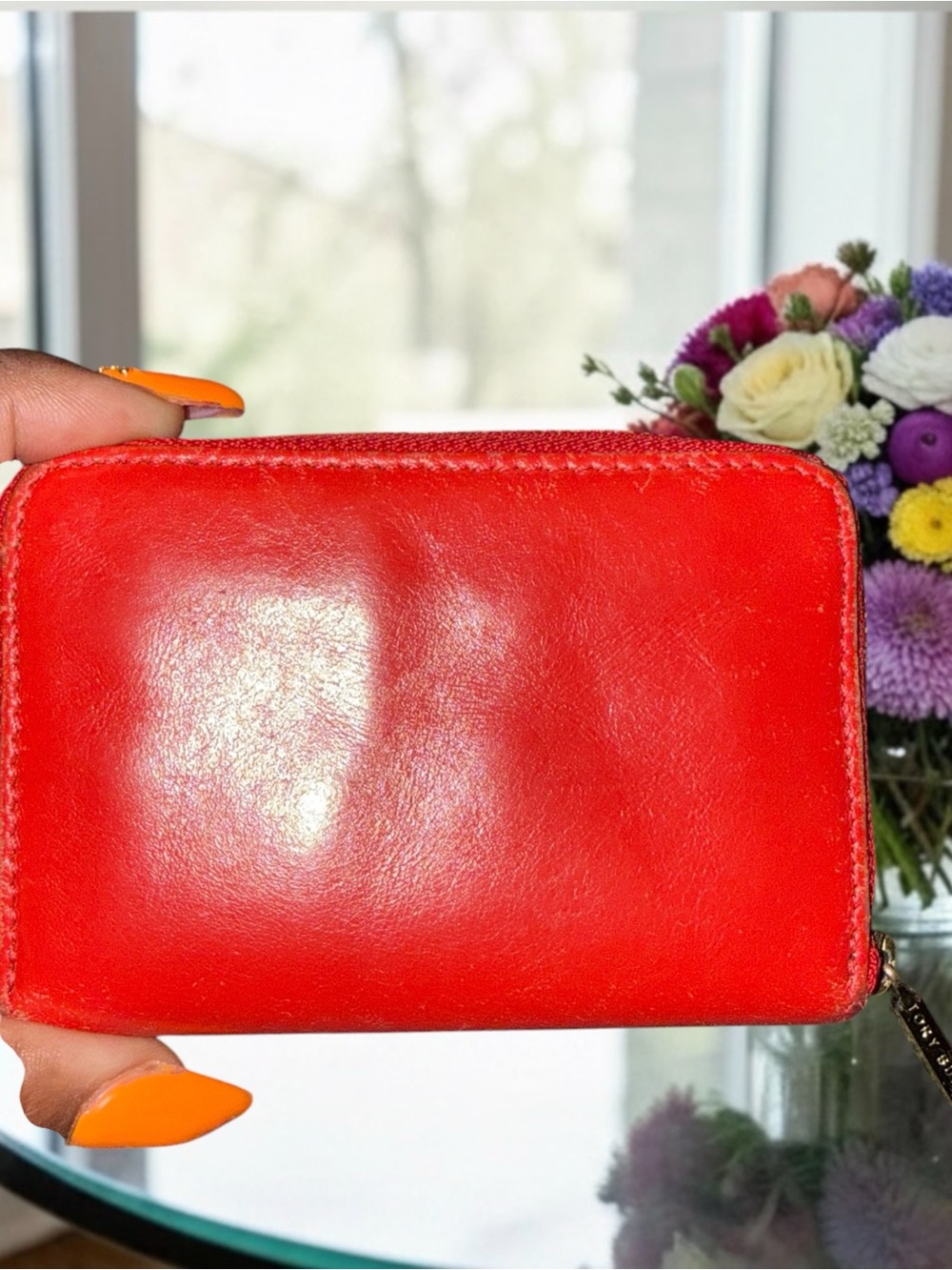 Tory Burch Red Leather Small Zip Around Wallet - Picture 3 of 8